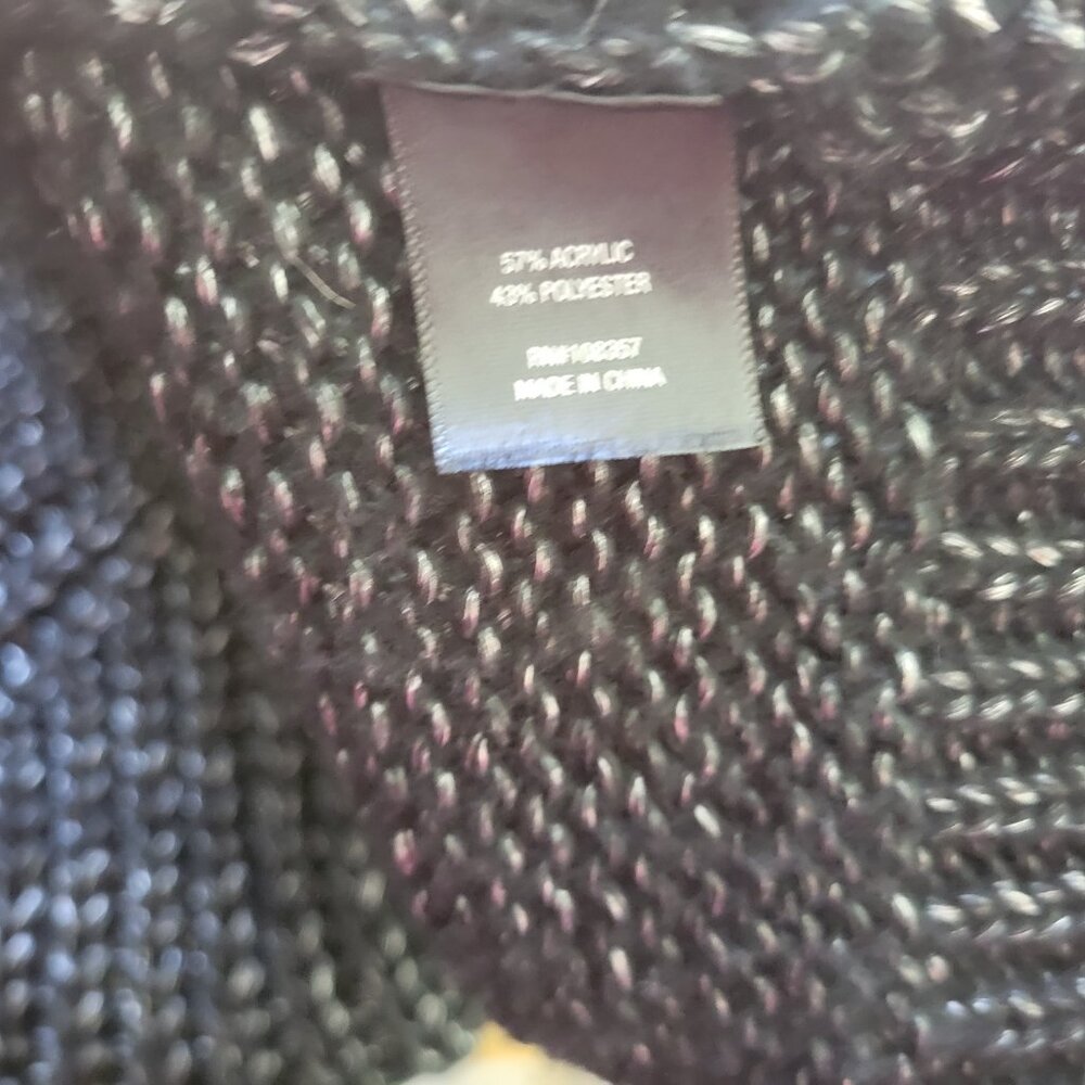 Worthington 1X Black Silver Metallic Sweater Open Knit Long Sleeve SWE36E - Picture 8 of 9